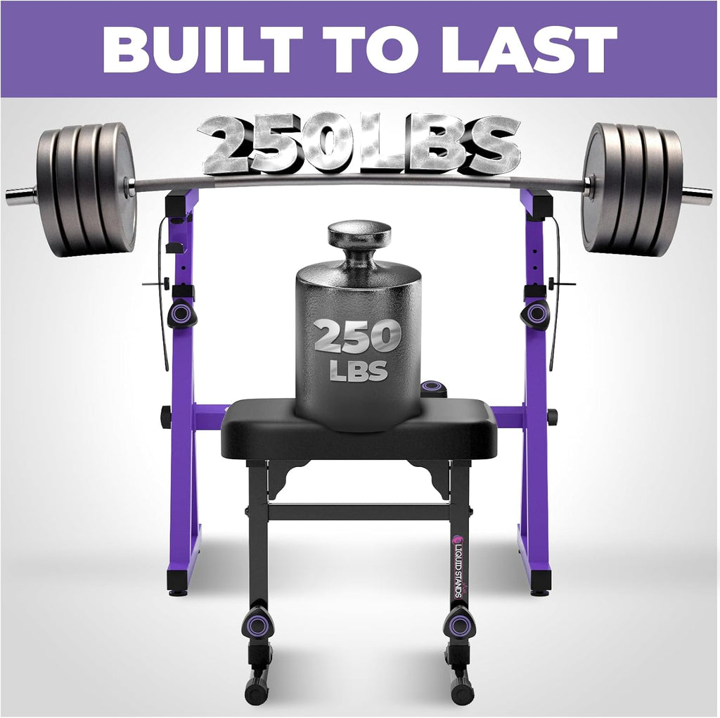 Liquid Stands Portable Heavy Duty Digital Piano Stand & Bench Set - Adjustable Keyboard Music Stand & Seat for 54-88 Key Electric Pianos (Purple)