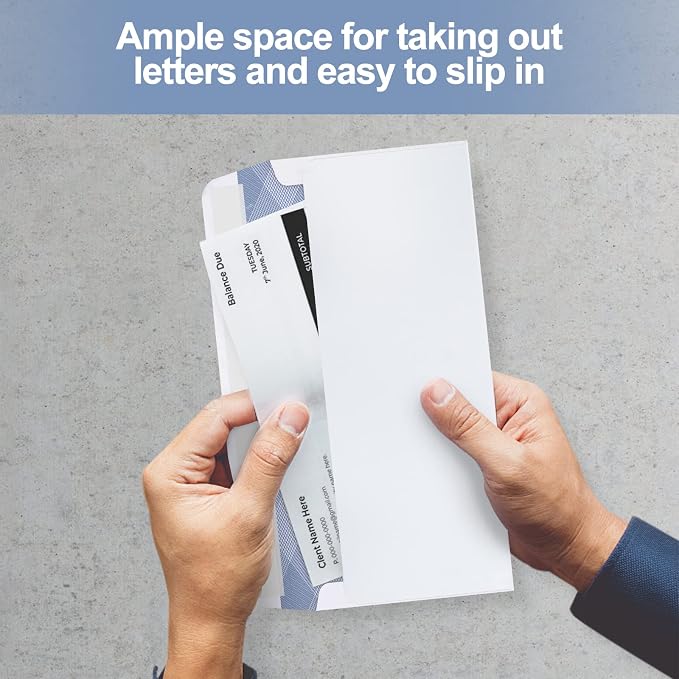 500#9 Double Window Security Envelopes, PANDRI NO.9 Self Seal White Envelopes - Image 6