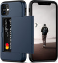 Nvollnoe for iPhone 11 Case with Card Holder Heavy Duty Protective Dual Layer Shockproof Hidden Card Slot Slim Wallet Cover for iPhone 11 for Men&Women(Blue)