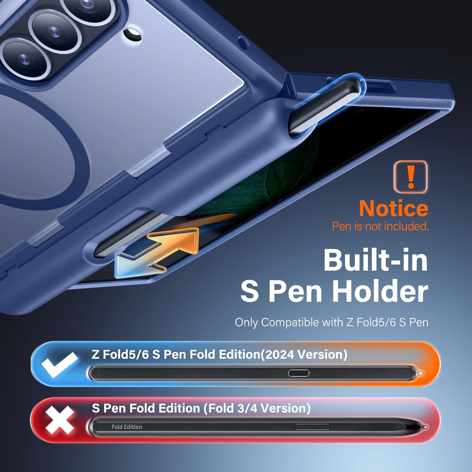 MOBOSI for Z Fold 6 Case with Privacy Screen Protector [Compatible with Magsafe], [Built-in Kickstand&Full Body Hinge Protection] Shockproof Phone Cover for Samsung Galaxy Z Fold6, Blue