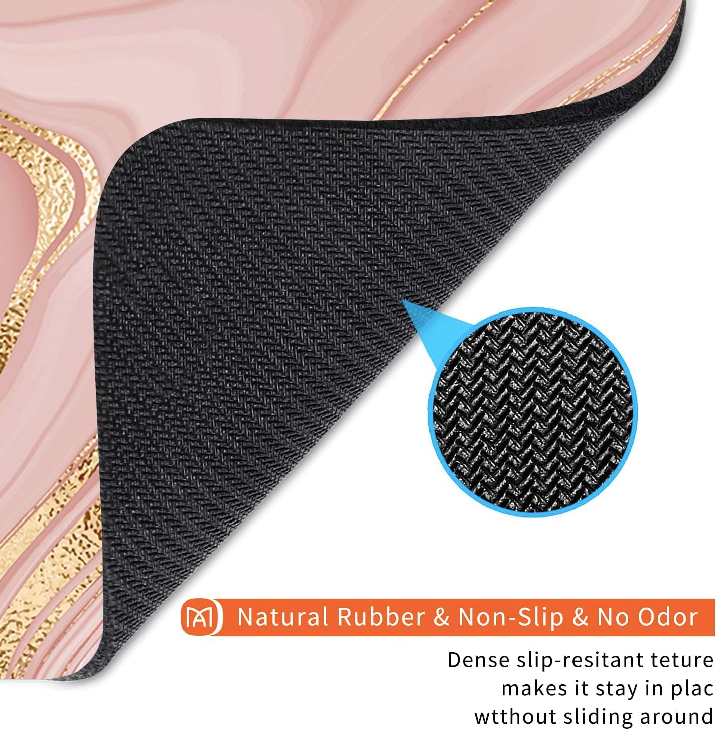 Square Mouse Pad Pink Gold,Personalized Premium-Textured Custom Mouse Mat Design,Washable Mousepad Cloth,Non-Slip Rubber Base Computer Mouse Pads for Wireless Mouse
