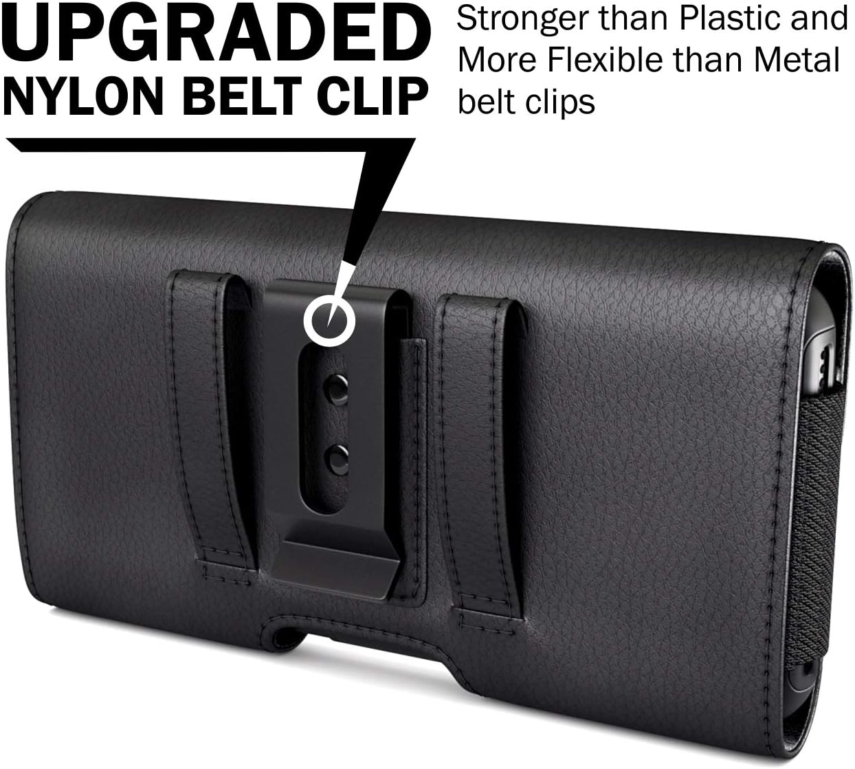 PiTau Holster for iPhone 16 & Pro 16e 15 15pro 14 14pro 13 13pro 12 12pro, Samsung Galaxy S25 S24 S23 S22, Cell Phone Belt Holder Case with Clip, ID Card Pouch Protective Cover for Men, Black Medium