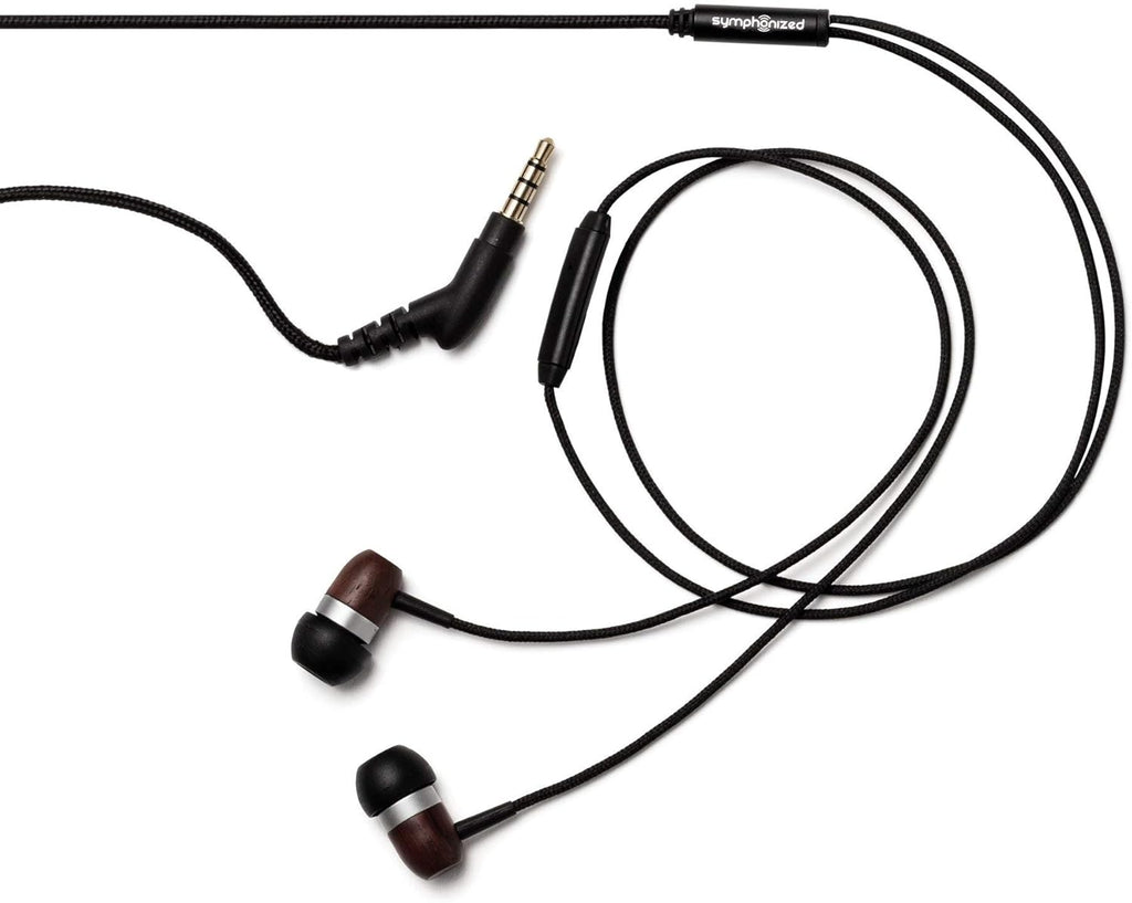 Symphonized Premium Wooden Earphones Wired (3.5mm Jack) Deep Bass Sound, 3D Sound, Microphone Volume Control, 90% Noise Cancelling for Type C Devices. Earphones for Android