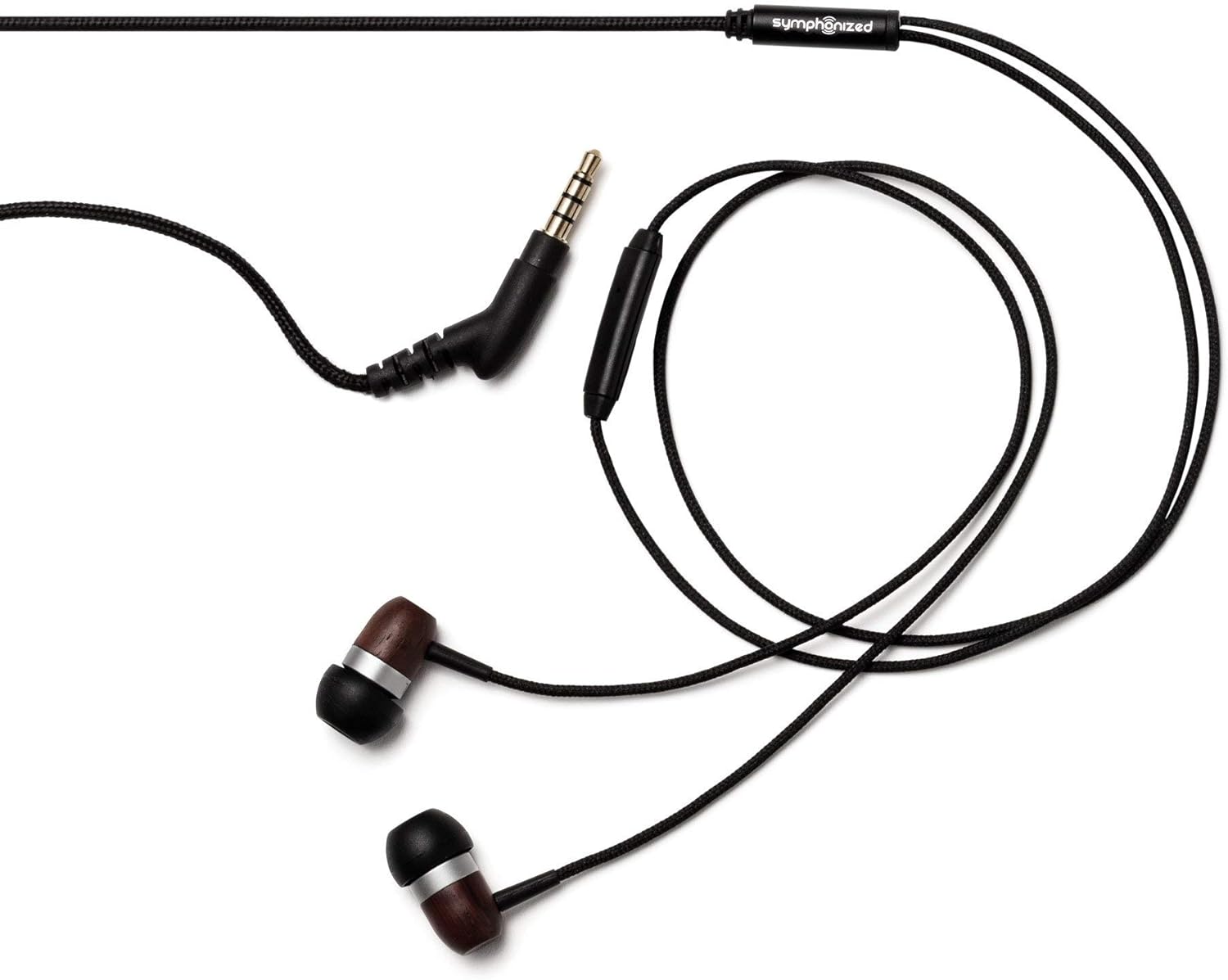 Symphonized Premium Wooden Earphones Wired (3.5mm Jack) Deep Bass Sound, 3D Sound, Microphone Volume Control, 90% Noise Cancelling for Type C Devices. Earphones for Android