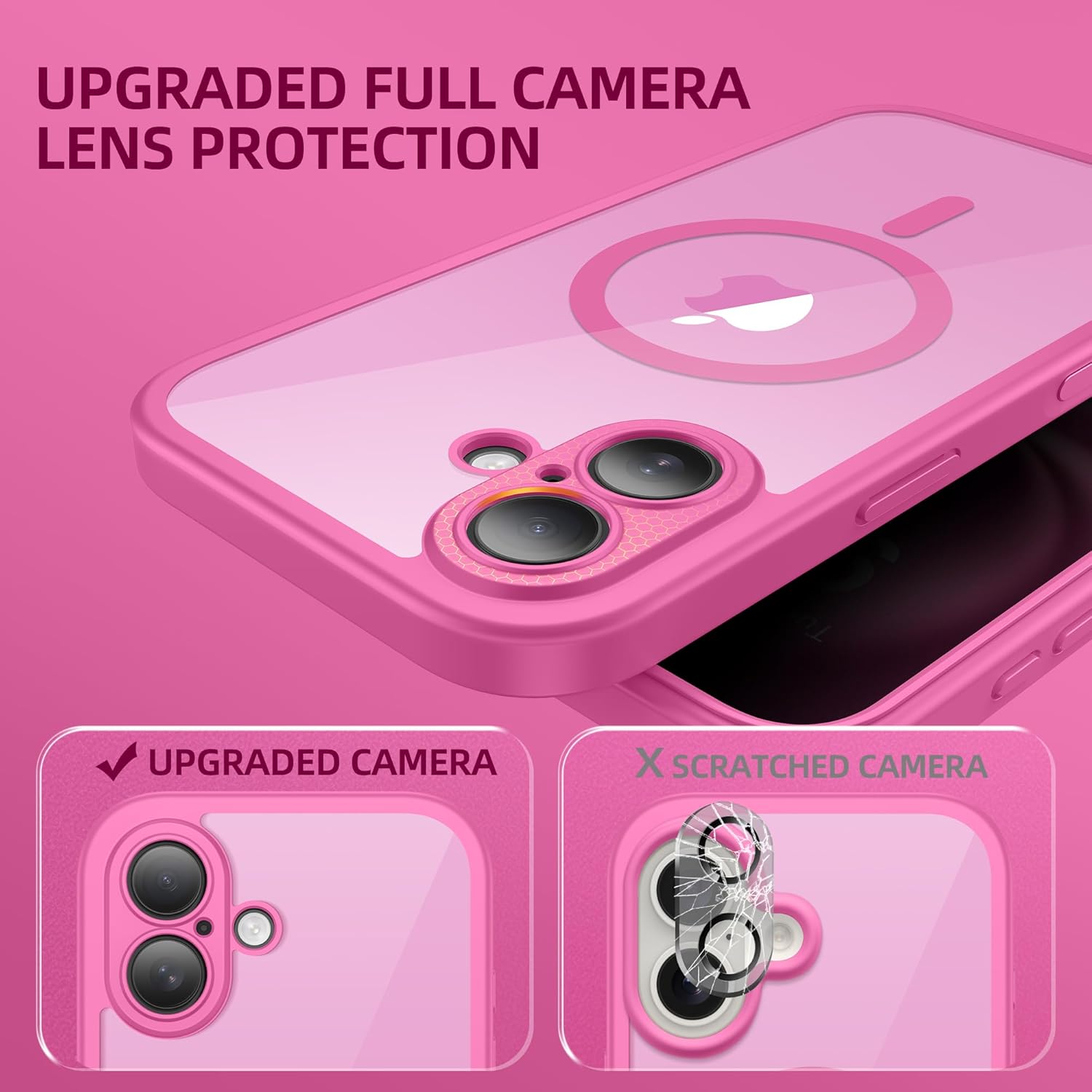 BERFY Magnetic for iPhone 16 Plus Case, Compatible with MagSafe, Built-in Privacy Screen Protector and Upgraded Camera Protection, Anti-Spy Full Body Shockproof Phone Case for 16 Plus 6.7", Peony