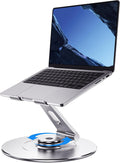 Ultra-Stable Swivel Laptop Stand for Desk with 360 Rotating Larger Base, Aluminum Anti-Loosening Structure, Height Adjustable Laptop Stand, Fits 10"-17.3" Laptops，Silver