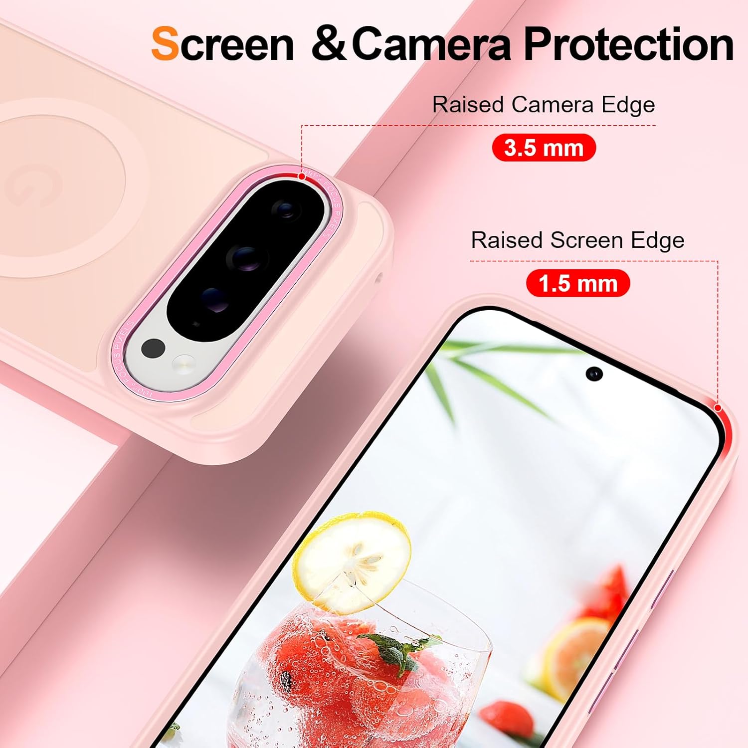 Magnetic for Google Pixel 9 Pro XL Case, [Military Grade Drop Protection] [Compatible with MagSafe] Shockproof Slim Translucent Matte Anti-Slip for Women Girls Men Case, Pink