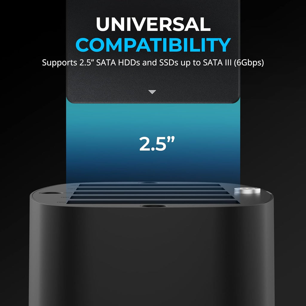 SABRENT 5-Bay USB-C Docking Station for 2.5” SATA HDDs and SSDs with Built-in Cooling Fan (DS-5R15)