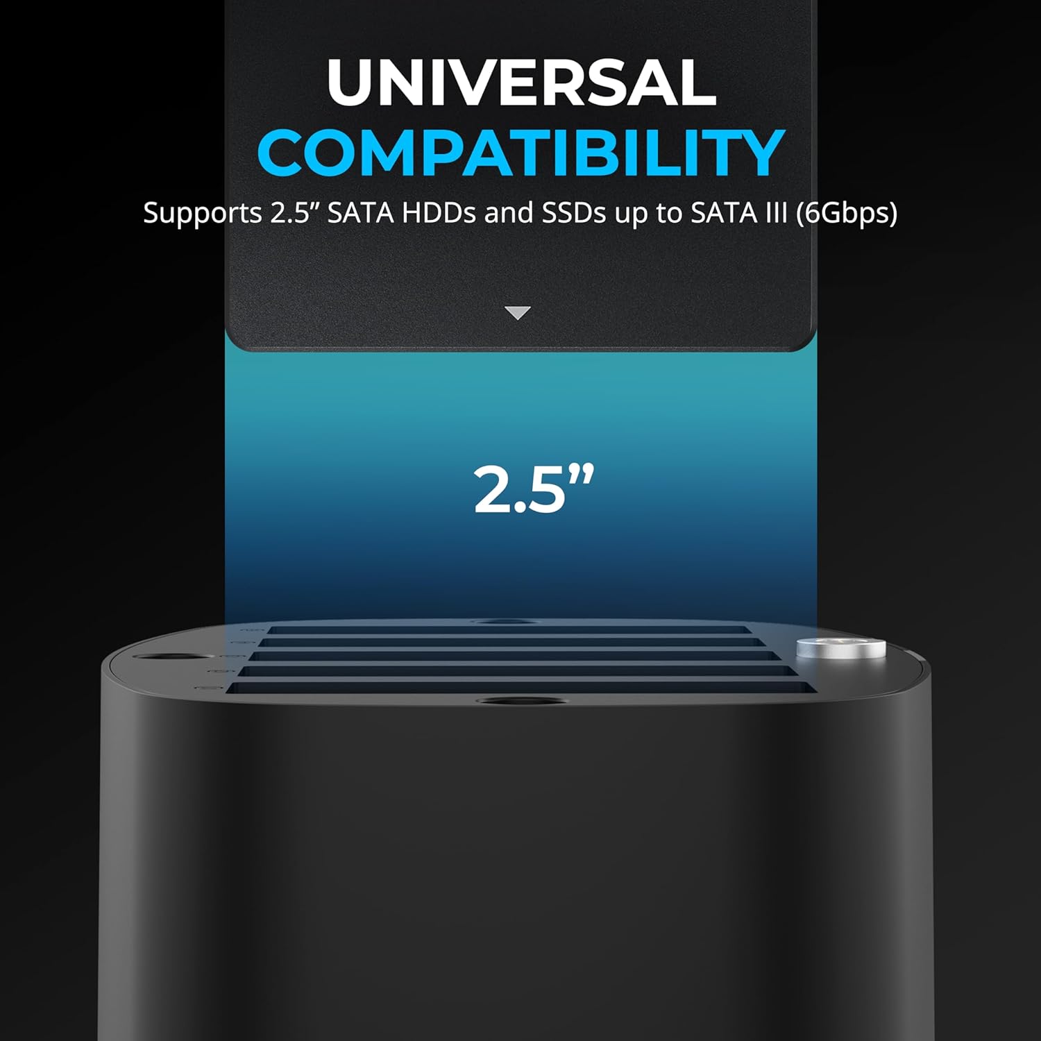 SABRENT 5-Bay USB-C Docking Station for 2.5” SATA HDDs and SSDs with Built-in Cooling Fan (DS-5R15)