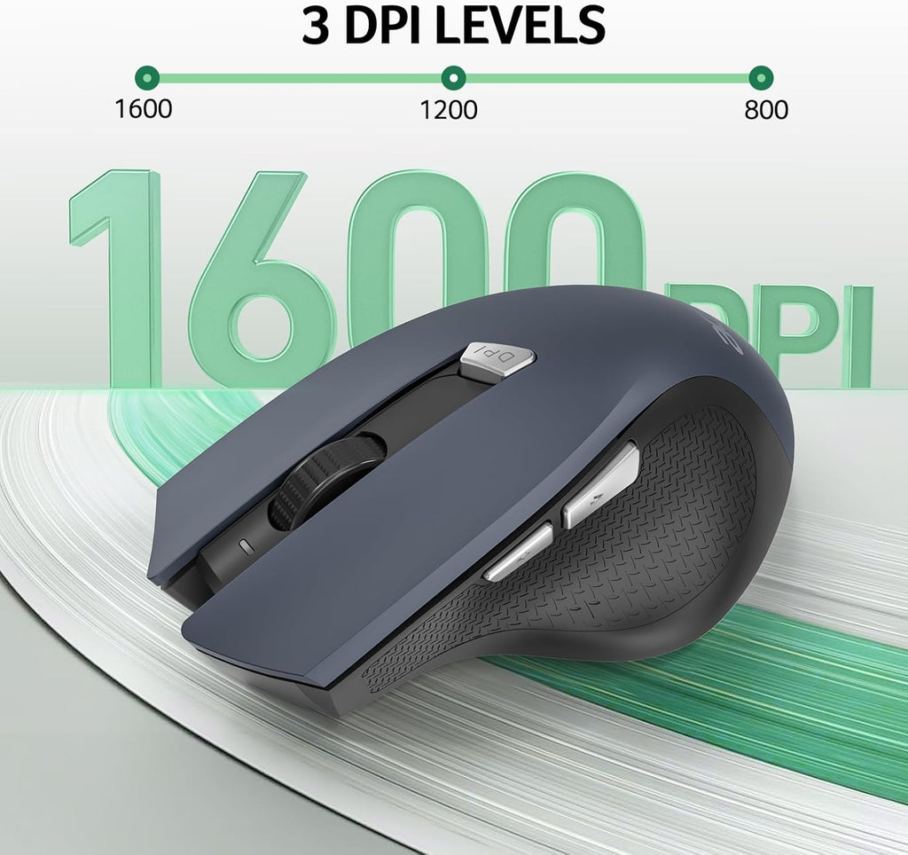 acer Wireless Mouse for Laptop, 2.4GHz Computer Mouse 3 Adjustable DPI Office Cordless USB Mice with USBA Receiver, 6 Buttons, 1600 DPI, Medium to Large Sized Hands Compatible with PC, Laptop, Desktop