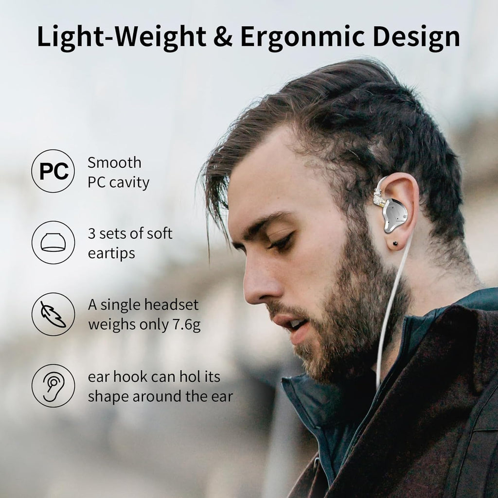 KZ ZS10 Pro Gaming Earbuds, 4BA 1DD Gaming Wired Earbuds with Mic, IEM Headphone Multi Driver HiFi Monitor Headphones, KZ in Ear Earphoner with 2PIN IEM Cable, All in One Button (Black with Mic)