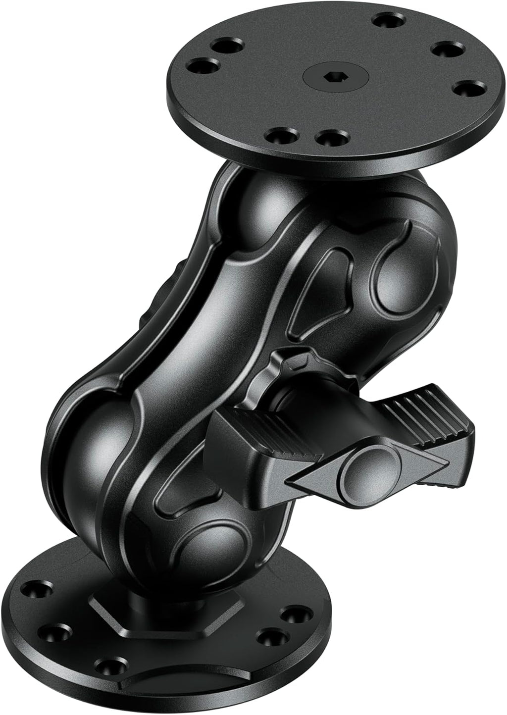 Aluminum Alloy Fish Finder Mount with 1.5" Ball AMPS Hole Round Plates, 3.5" Short Arm Marine Electronic Mount Tablet Holder for Garmin, Lowrance, Humminbird, Raymarine and More