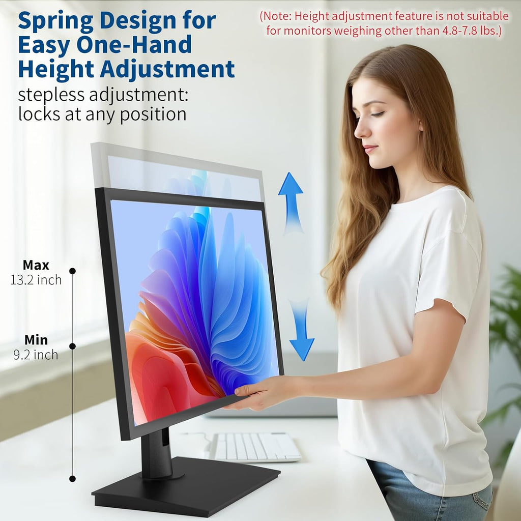 Vesa Monitor Stand with Spring-Adjustable Height, Swivel, Tilt, Rotation Vesa Stand, Compatible with Monitors Within 32 inches and Weighing Between 4.8-11lb (Black, Only for 4.8-7.8 lb Monitor)