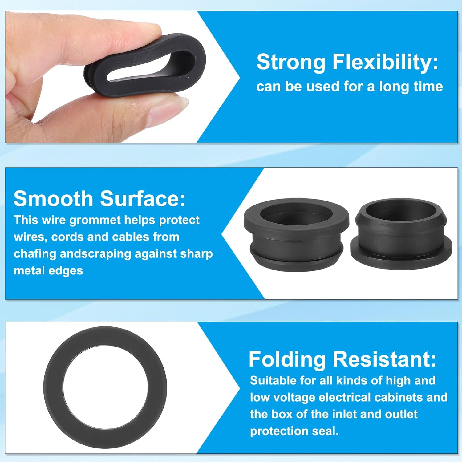 PATIKIL 29mm / 1-1/18 Inch Drill Hole,15/16 Inch ID Rubber Grommets, 3Pcs Top Hat Grommet for Wiring Eyelet Ring Gasket Automotive Firewall Cable Hole Plugs Wires Protection, Black