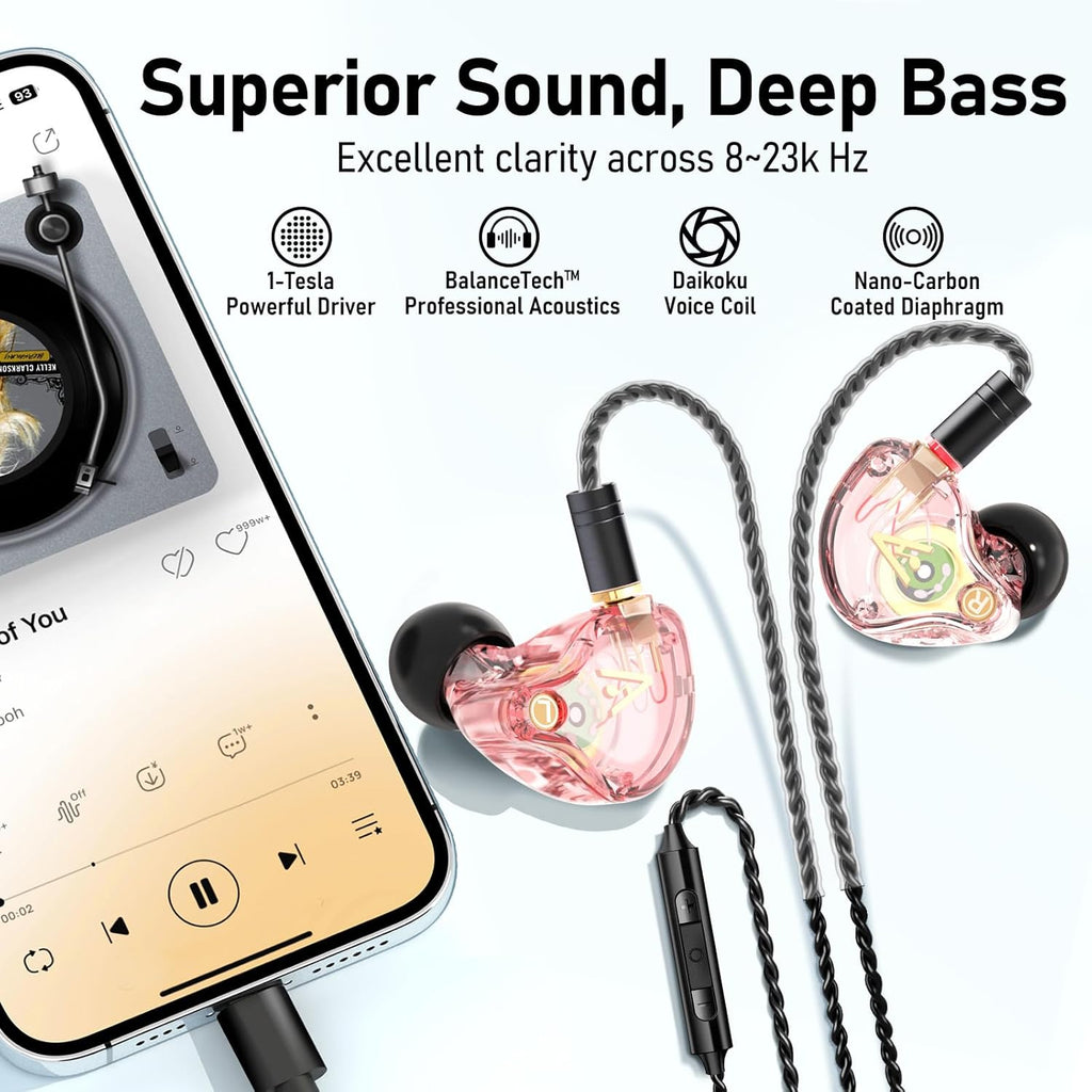 Vibes 202MC USB-C Wired Earbuds - HiFi in Ear Headphones - USBC for iPhone 16/15 - Noise-Isolating Ear Buds w/ Mic - Clear Sound, Deep Bass & Comfort-Fit Earphones - Silver Plated Cord, Carrying Case