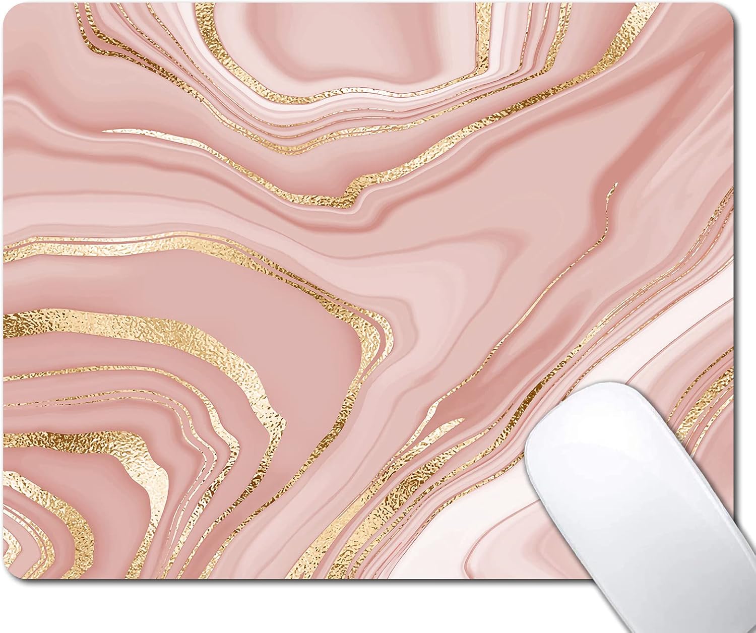 Gold Marble Mouse Pad, Stripes Pattern Mousepad for Design, Anti-Slip Rubber Base Wireless Mouse Pads for Laptop