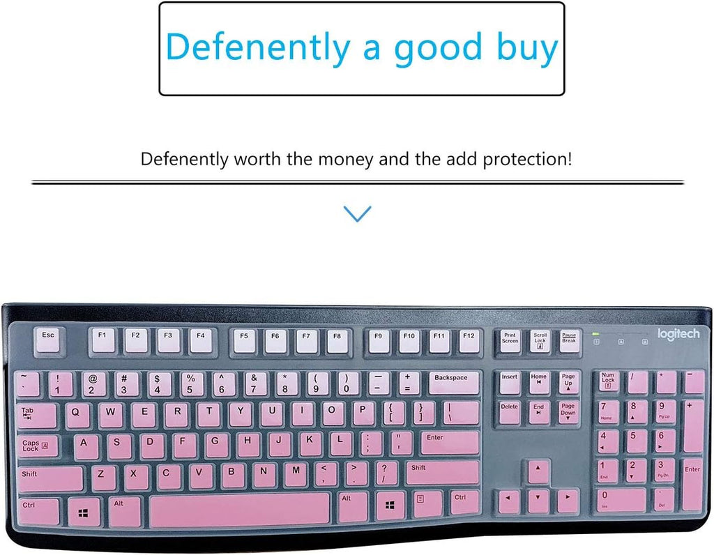 MUBUY Keyboard Cover Skin Protector for Logitech MK120 K120 Wired Keyboard, Protective Skin US Layout - Gradual Pink