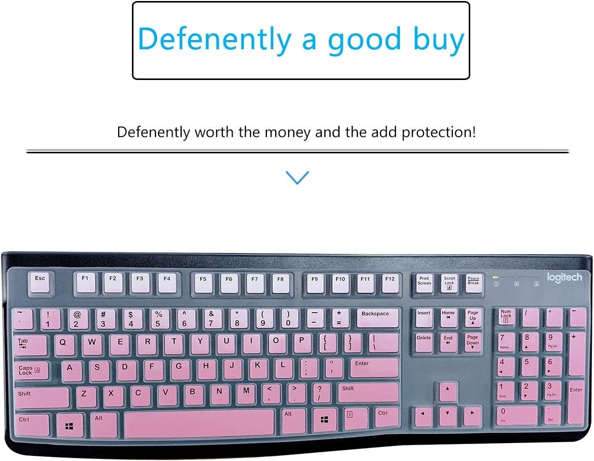 MUBUY Keyboard Cover Skin Protector for Logitech MK120 K120 Wired Keyboard, Protective Skin US Layout - Gradual Pink
