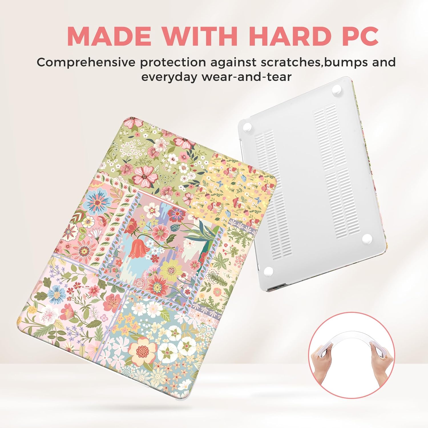 iCasso for MacBook Air 13 inch Case 2020 2019 2018 Release A2337 M1 A2179 A1932, Flower Hard Shell Protective Case for MacBook Air 13.3 inch + Keyboard Cover + Screen Film, Pink