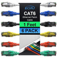 Cat6 Patch Cables 1 Foot, Cat 6 Ethernet Cable, 24AWG CCA Cord, UTP Network by ECJTU-US