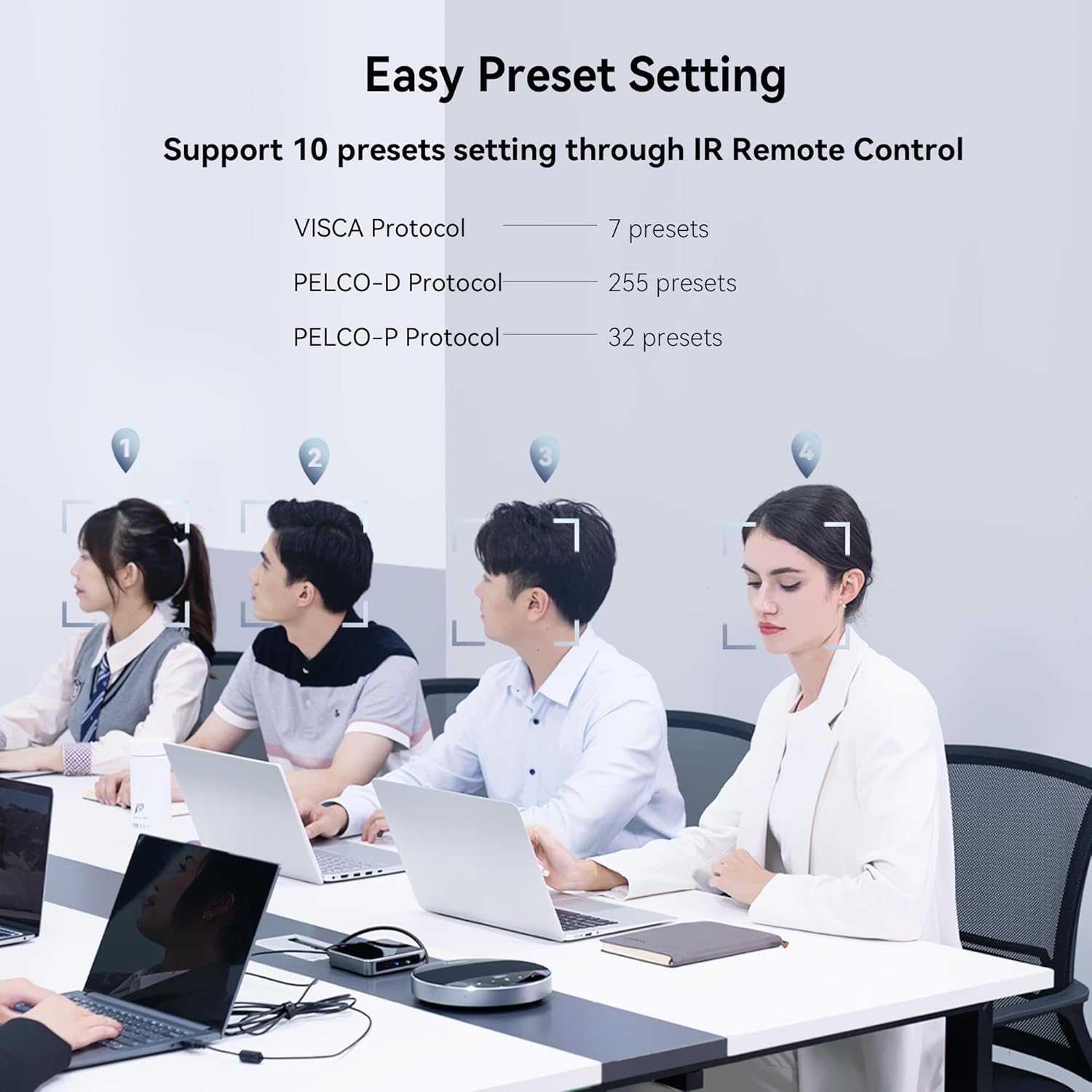 Tenveo PTZ Conference Room Camera 10X Optical Zoom USB3.0/HDMI/RS232 Wide Angle FHD 1080P 60FPS for Video Conferencing Business Meeting Live Streaming Church Services Worship Zoom Teams OBS