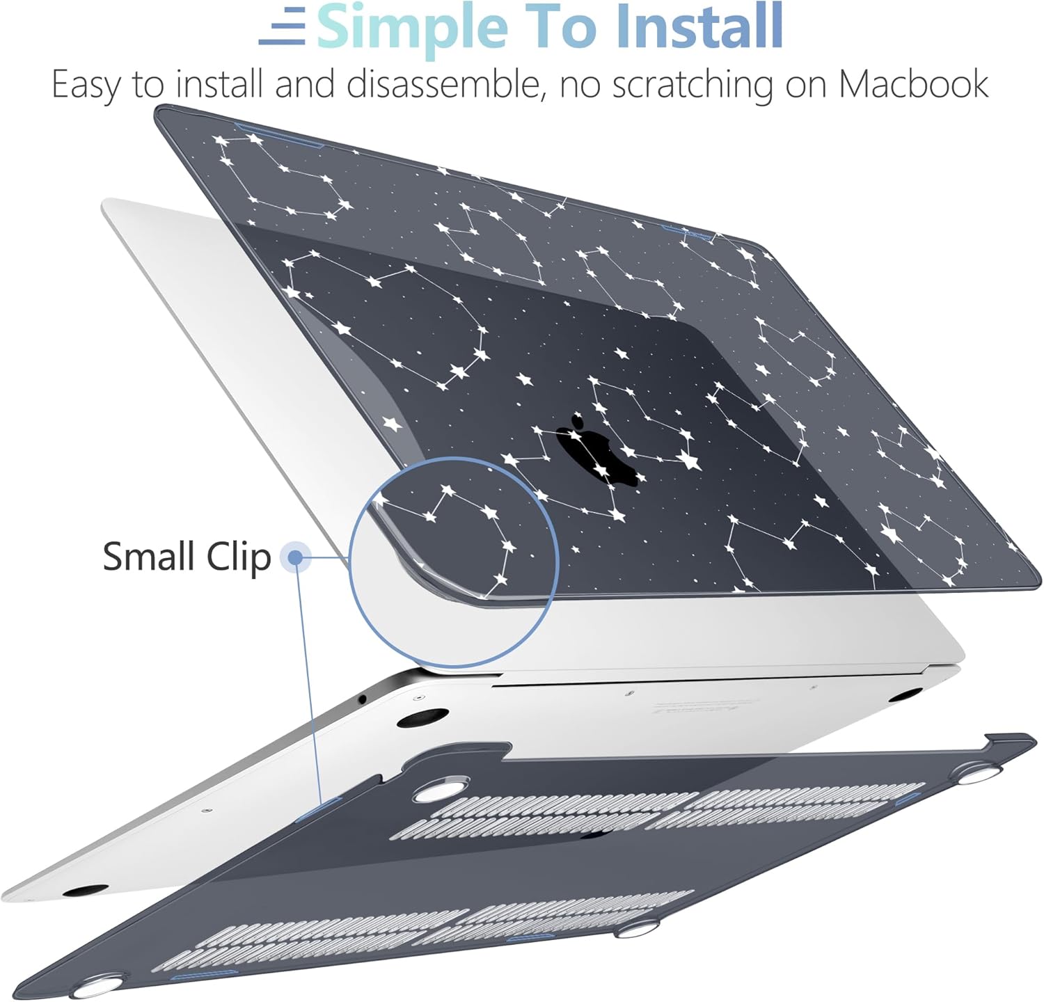 MEEgoodo for MacBook Air 13 inch Case 2021 2020 2019 2018 Released A2337 M1 A2179 A1932 with Touch ID, Plastic Hard Shell & Keyboard Cover Compatible with MacBook Air Case 13.3,Constellations & Hearts