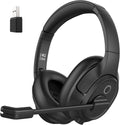 Bluetooth Headset for PC, Wireless Computer Headphone with AI-Powered Environmental Noise Cancelling Microphone & 2.4G USB Dongle, 55H Playtime, Over Ear Comfort Office Headset for Work, Laptop, Zoom