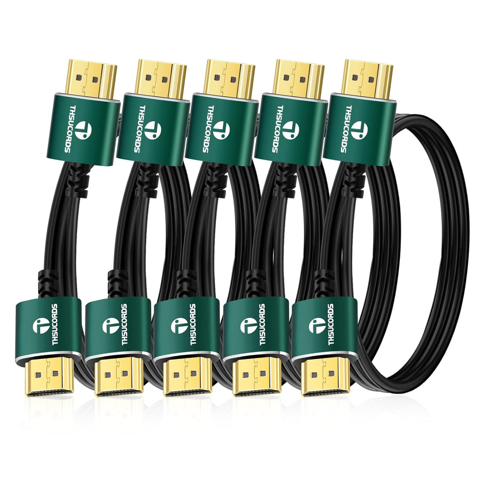 Slim HDMI Cables 1FT 5Pack, Ultra Soft & Thin HDMI to HDMI Cord, Extreme Flexible & Skinny HDMI Wire Supports High Speed 4K@60Hz 18gbps 2160p 1080p