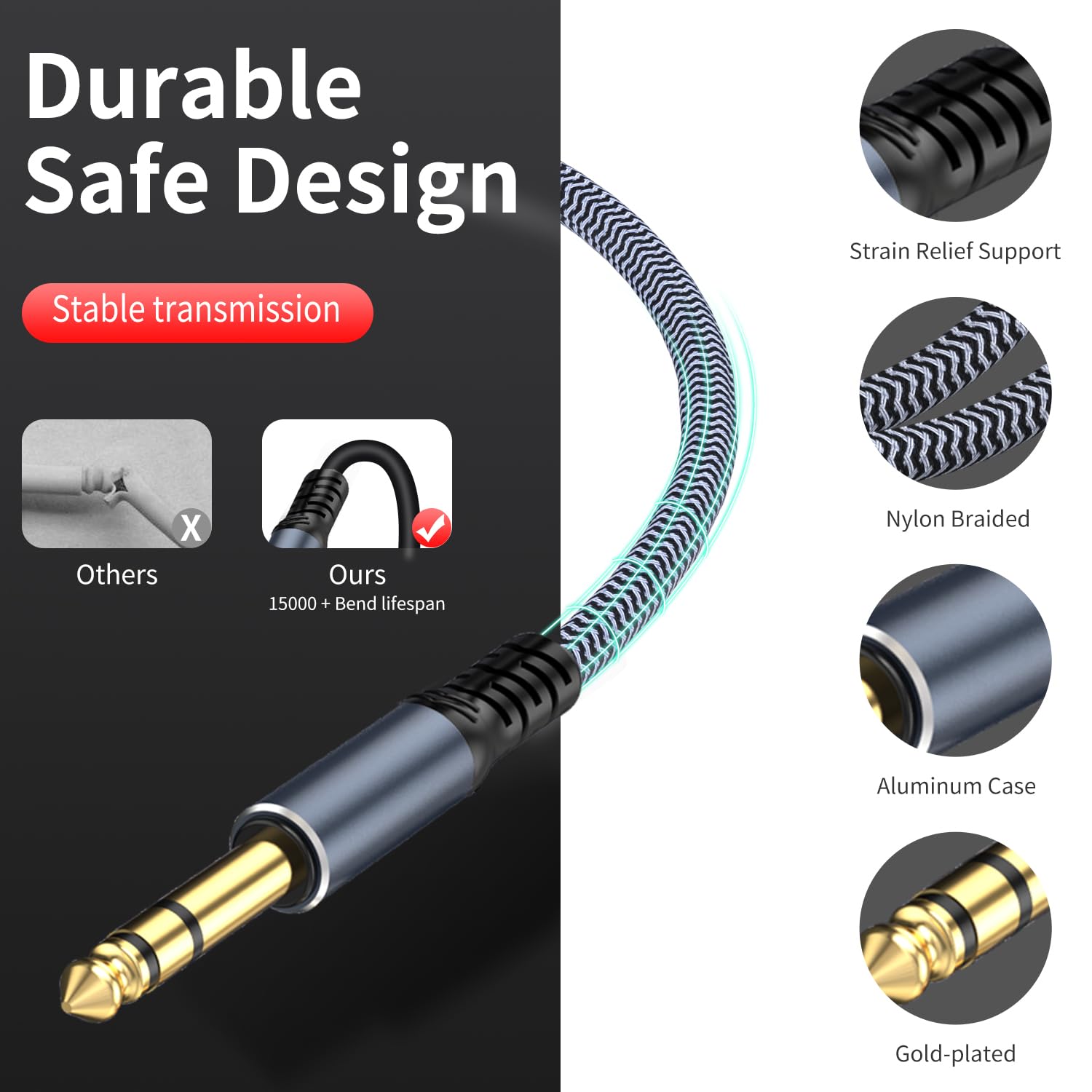 1/4 inch Extension Cable 30ft, 1/4" inch Male to Female Stereo Guitar Extension Cable