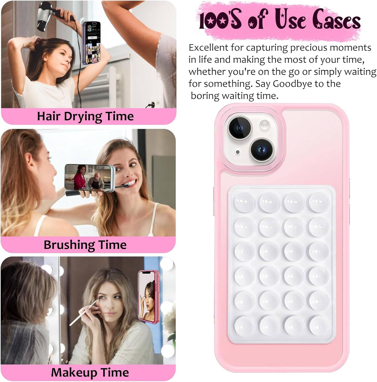 Silicone Suction Phone Case Mount, Non Slip Sticky Phone Grip for Cellphone, Silicon Adhesive Suction Cup Phone Mount, Strong Grip Holder for Selfies and Videos (Sky Blue)