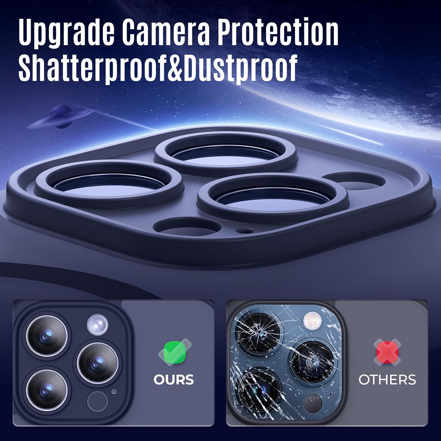 Designed for iPhone 12 Pro Max Case, Compatible with MagSafe, with Privacy Screen Protectors X2, [Camera Protection] [15FT Military Drop Protection] Shockproof Phone Case, 6.7", Navy Blue