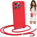 Blaspins Crossbody Lanyard Strap Case for iPhone 14, Neck Cross Body, Adjustable Holder Removable, Drop Protection Shockproof, Hands-Free Silicone Case Cover 6.1 inch, 150 cm Strap, iPhone 14 - Red