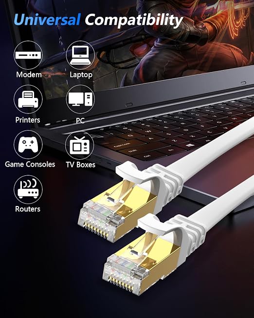 BUSOHE Cat 8 Ethernet Cable 125 FT, 40Gbps 2000Mhz High Speed Flat Cat8 Cable - Image 7