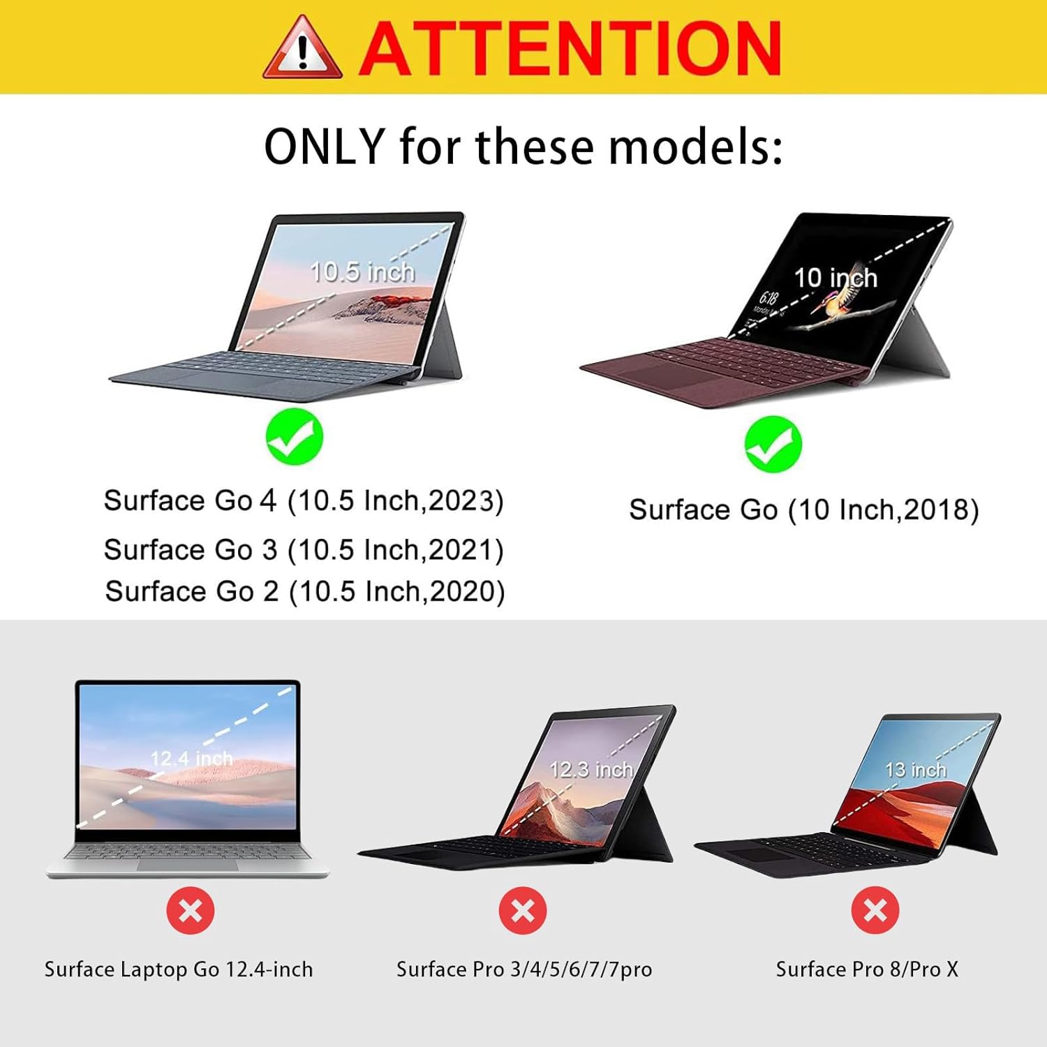 ZenRich Rugged Case with Keyboard for Surface Go 4/3/2/1, Bluetooth Keyboard Case for Microsoft Surface Go 4/3/2/1 with 360° Rotating Hand Strap & Stand