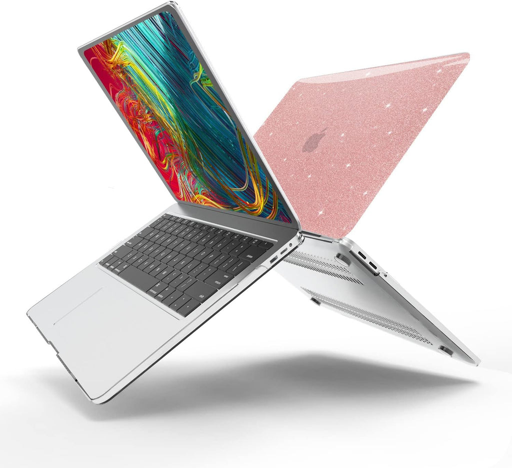 Anban Compatible with MacBook Pro 13 inch Case M2 2025-2016 M1 A2338 A2251 A2289 A2159 A1989 A1706 A1708, Plastic Hard Shell+Keyboard Cover+Screen Skin for MacBook Pro 13.3 inch Case, Shiny Rose Gold