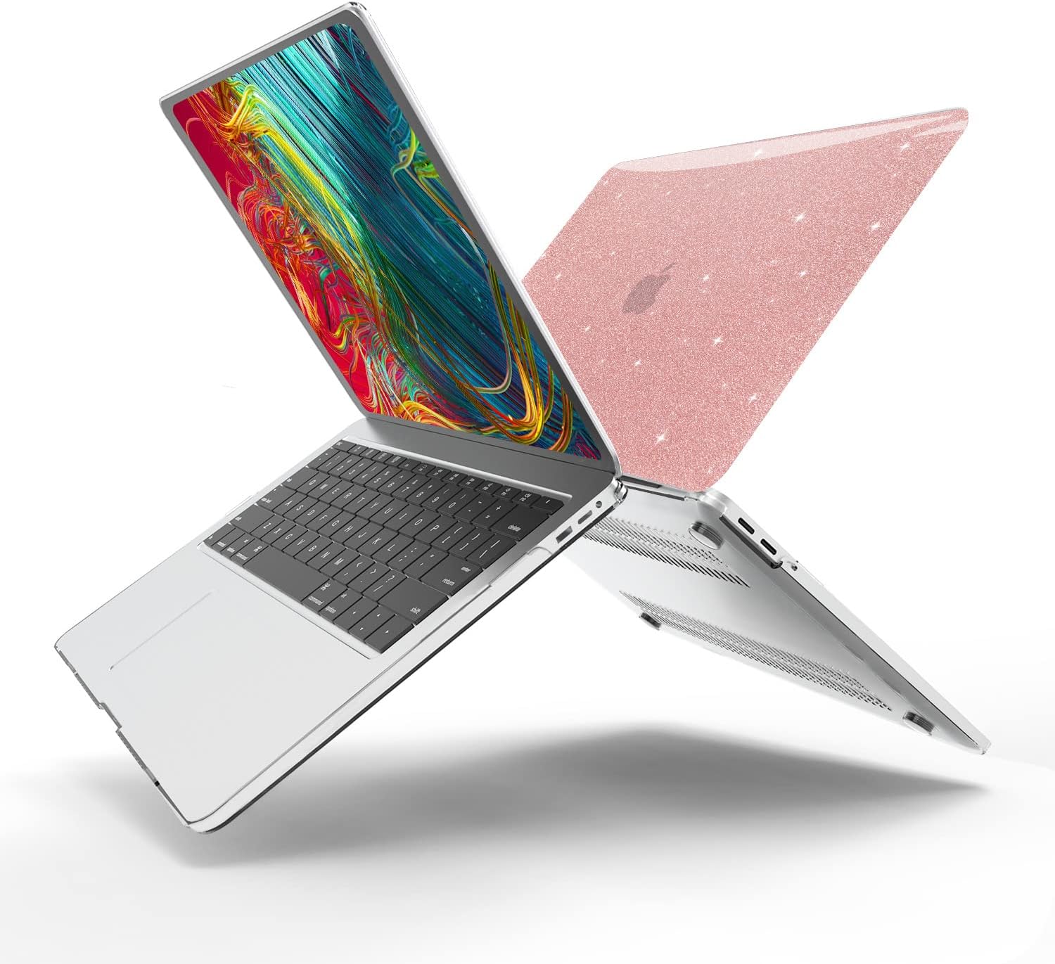 Anban Compatible with MacBook Pro 13 inch Case M2 2025-2016 M1 A2338 A2251 A2289 A2159 A1989 A1706 A1708, Plastic Hard Shell+Keyboard Cover+Screen Skin for MacBook Pro 13.3 inch Case, Shiny Rose Gold