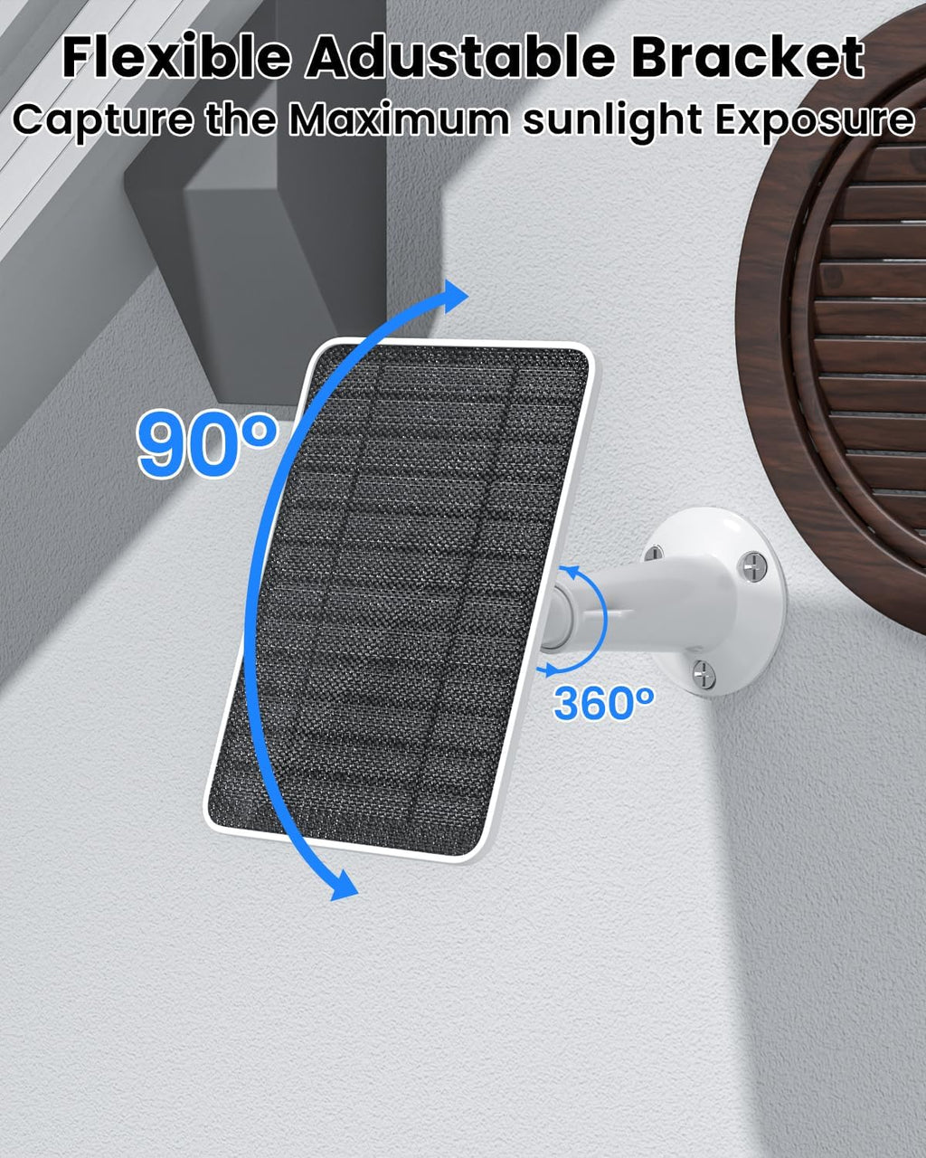 5W Solar Panel Charger Compatible with Arlo Essential 2K Outdoor Camera(2nd Gen)/Essential Outdoor XL(2nd Gen)/Essential Spotlight, IP65 Waterproof 10ft USB-C & Micro USB Cable & Wall Mount, 3 Pack