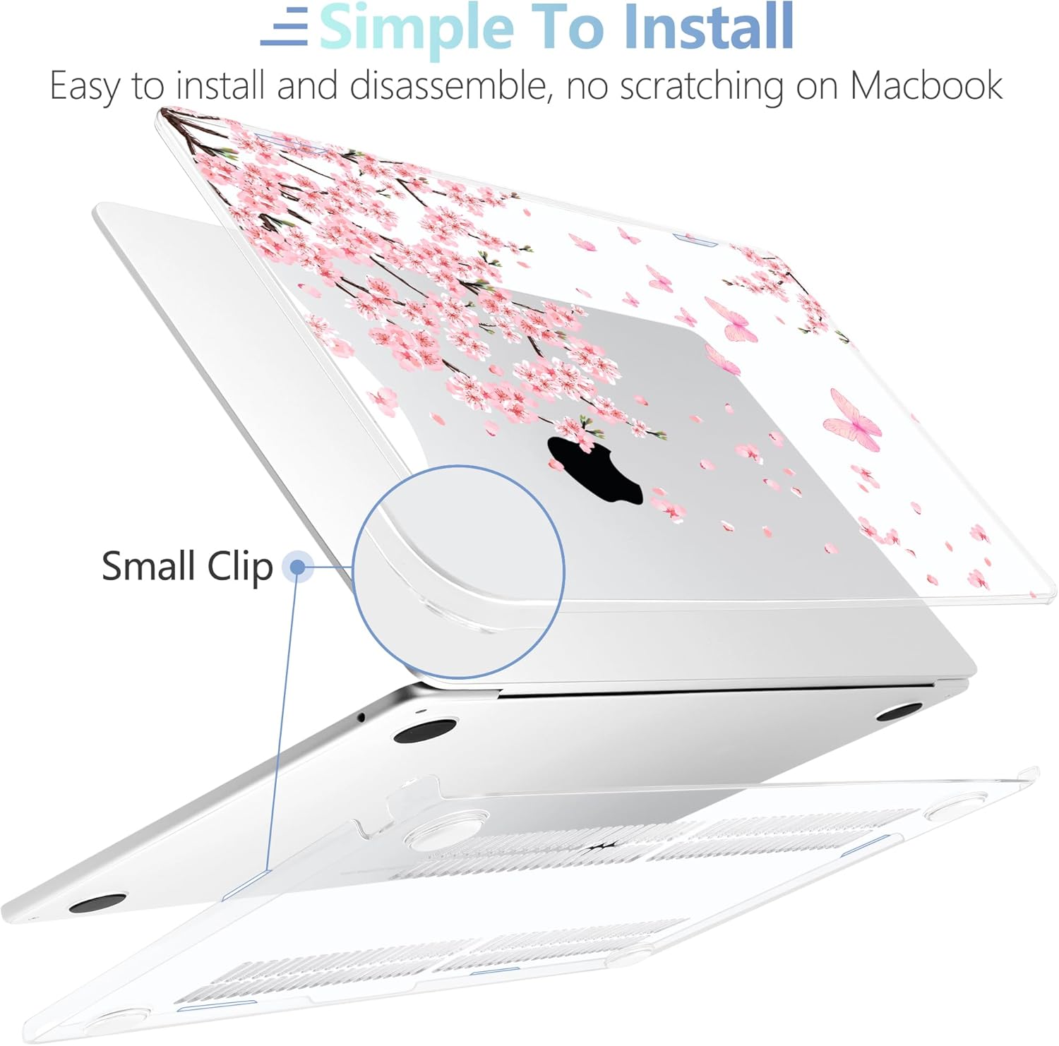 MEEgoodo Case for M4/M3/M2 MacBook Air 13.6 inch Case 2025 2024 2022, Fit Model A3240/A3113/A2681, Laptop Hard Shell with Keyboard Cover Compatible with MacBook Air 13 inch, Cherry Blossoms