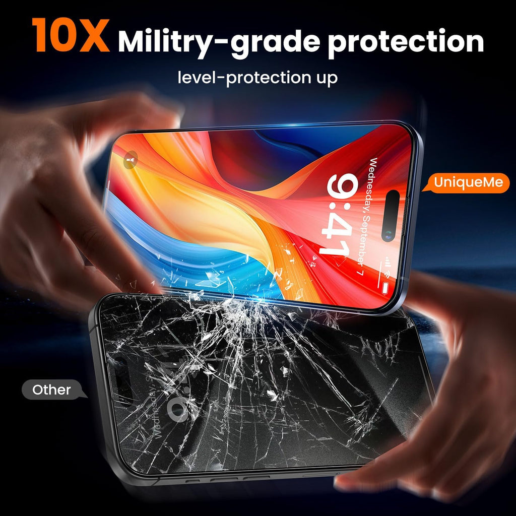 UniqueMe for iPhone 14 Screen Protector - [Military Grade Shatterproof & 9H+ Hardness] Screen Protector 14 Tempered Glass Full Coverage Protection, Easy Installation, 2 Packs