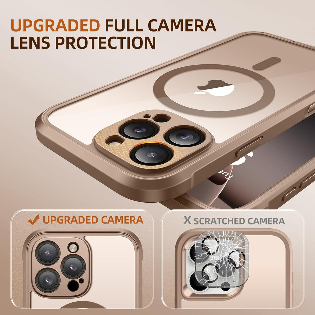 BERFY Magnetic for iPhone 16 Pro Max Case, Compatible with MagSafe, [Built-in 9H Tempered Glass Screen Protector & Upgraded Camera Protection]Full Body Shockproof Phone case for 16 ProMax,Desert Brown
