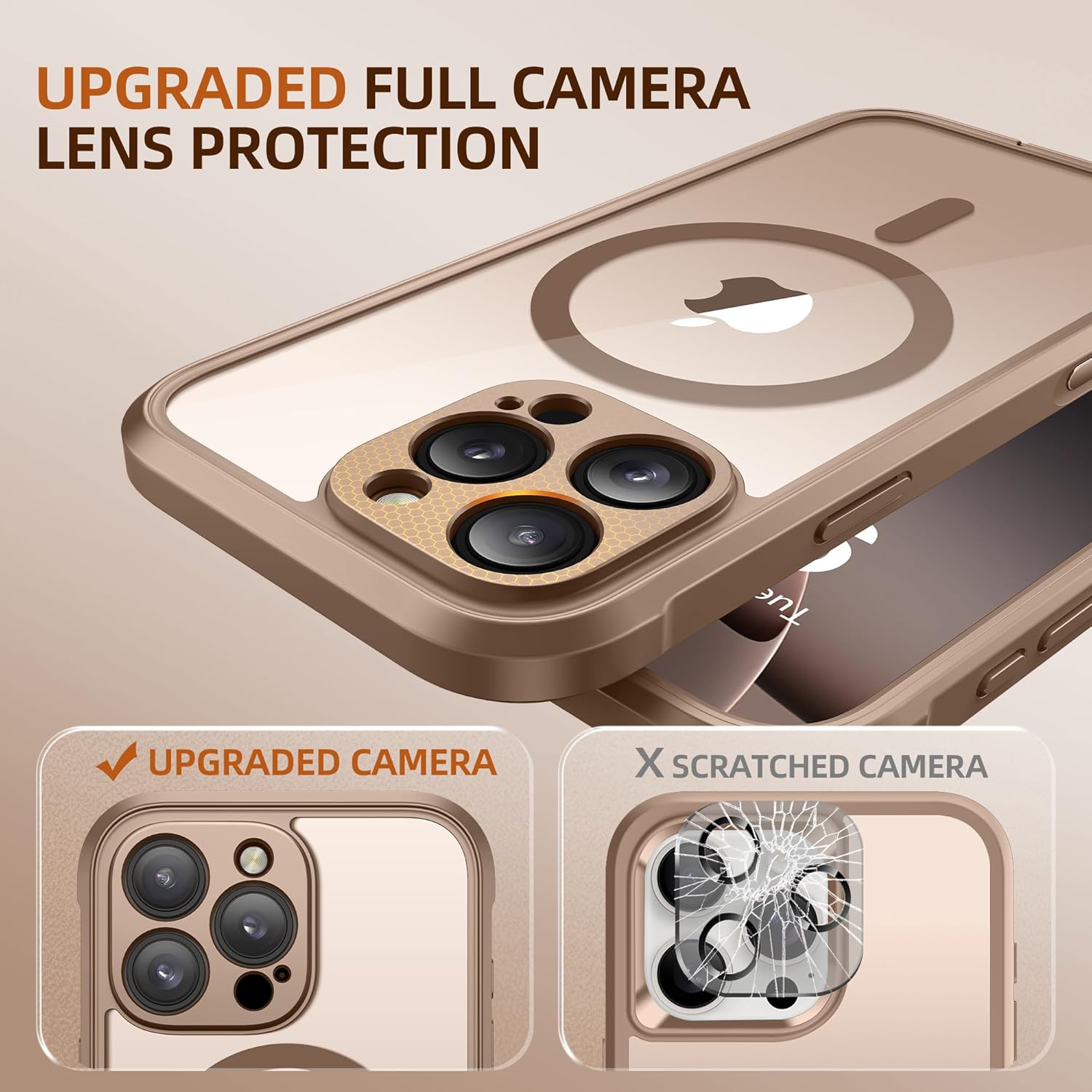 BERFY Magnetic for iPhone 16 Pro Max Case, Compatible with MagSafe, [Built-in 9H Tempered Glass Screen Protector & Upgraded Camera Protection]Full Body Shockproof Phone case for 16 ProMax,Desert Brown