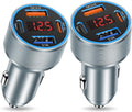 USB C Fast Car Charger, 2Pack 4-Port Fast Charging Car Charger with Voltage Display, Type C Car Chargers for Multiple Devices,USBC Phone Adapter for iPhone 16e 16 15 Pro Max,Galaxy,iPad,Pixel,Android