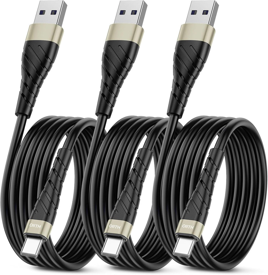 OIITH USB C Cable, 3FT 3Pack, Fast Charging, 3A, for iPhone 15/Plus/Pro/Pro Max, Samsung, Pad, Laptop, LG, Gold, 3.0ft Cable Length