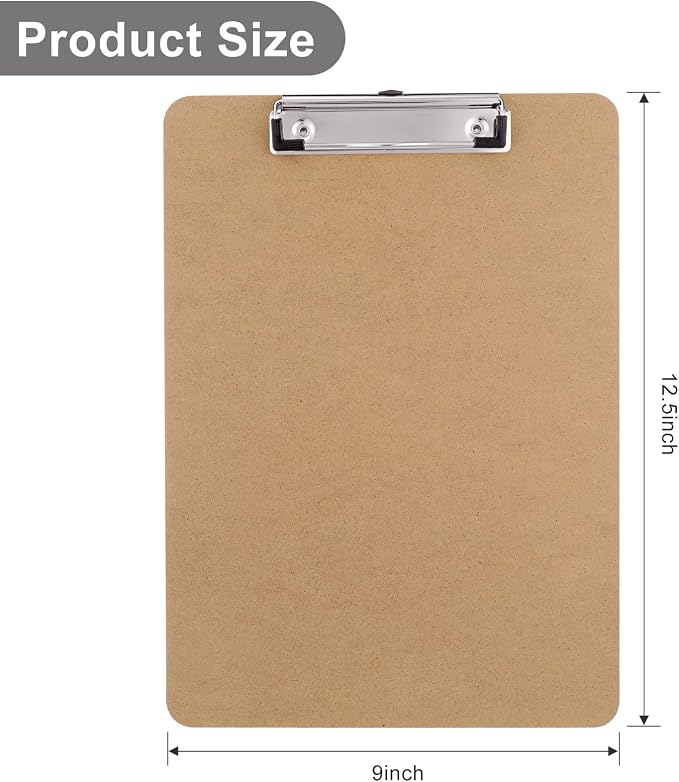 Wood Clipboards Set of 4, Letter Size Hardboard Clip Board 8.5x11 | A4 Standard - Image 2