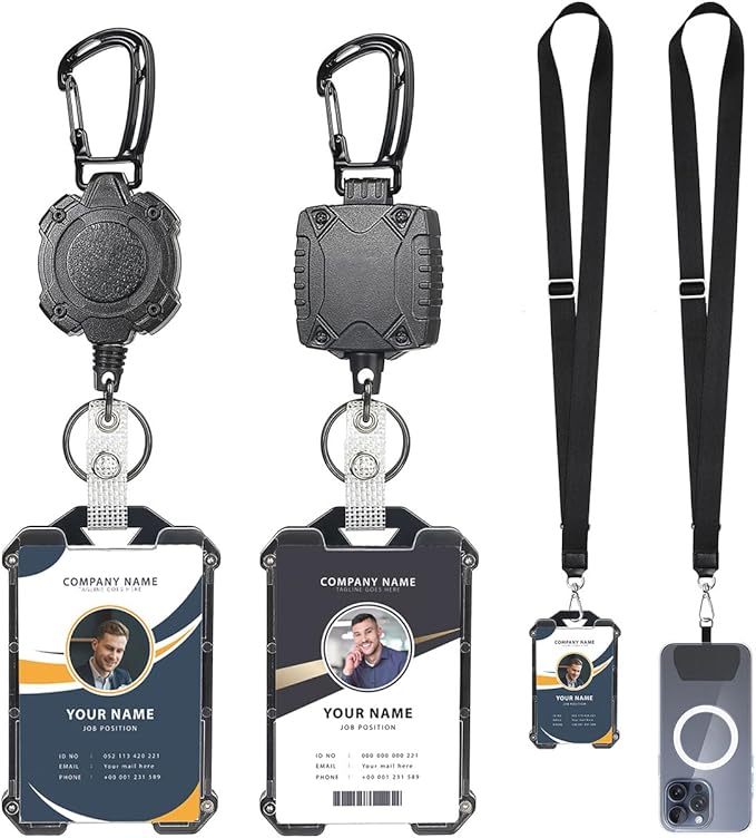 Badge Holder Retractable Clip Heavy Duty Carabiner Badge Reel Keychain by COOKOOKY