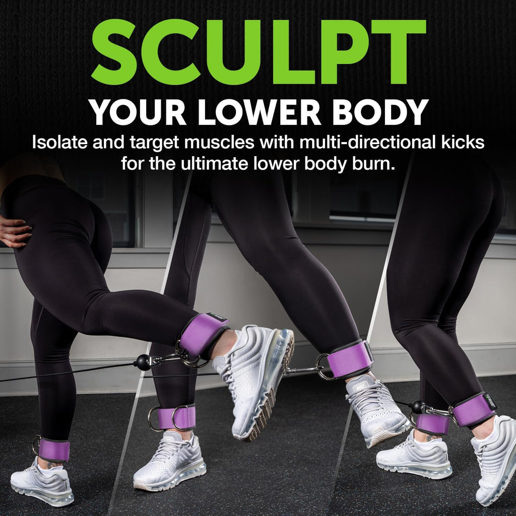 Gradient Fitness Ankle Straps (2 Pack) | Ankle Strap for Cable Machine, Ankle Bands for Working Out, Cable Ankle Strap
