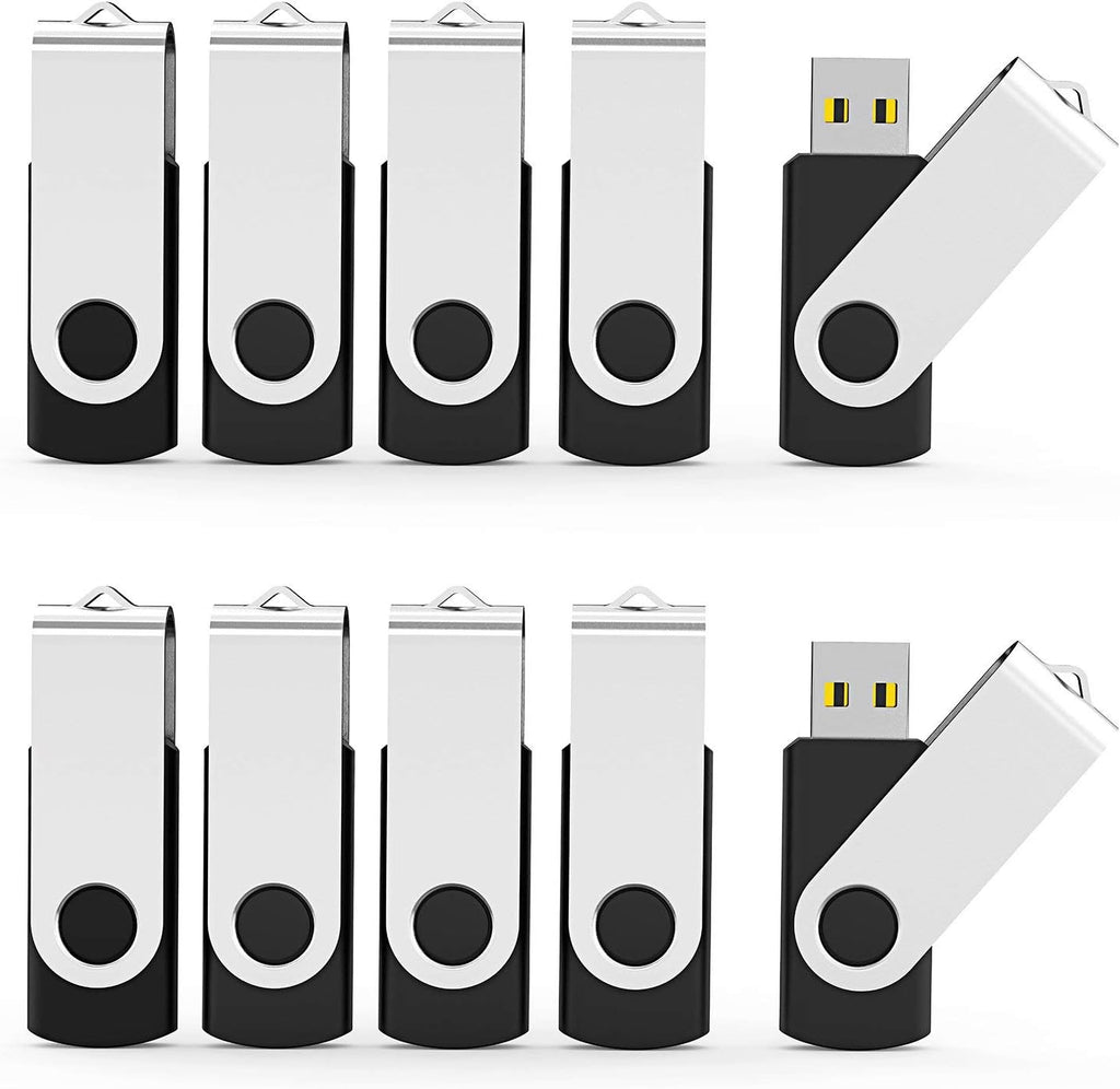 Flash Drives 32GB, Aiibe 20 Pack 32 GB Flash Drive Bulk USB Flash Drives 32GB USB 2.0 Thumb Drive Swivel Memory Stick USB Drive (32GB, Black)