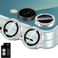 for Samsung Galaxy Z Flip 7 Camera Lens Protector, Individual Metal Ring Tempered Glass Lens Cover, [Strong Adsorption] Scratch Resistant Ultra-Thin HD Clear Lens Cover, 1 Set-Silvery Sparkly