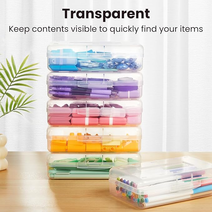 Sooez 6 Pack Pencil Box, Hard Pencil Boxes - Image 3