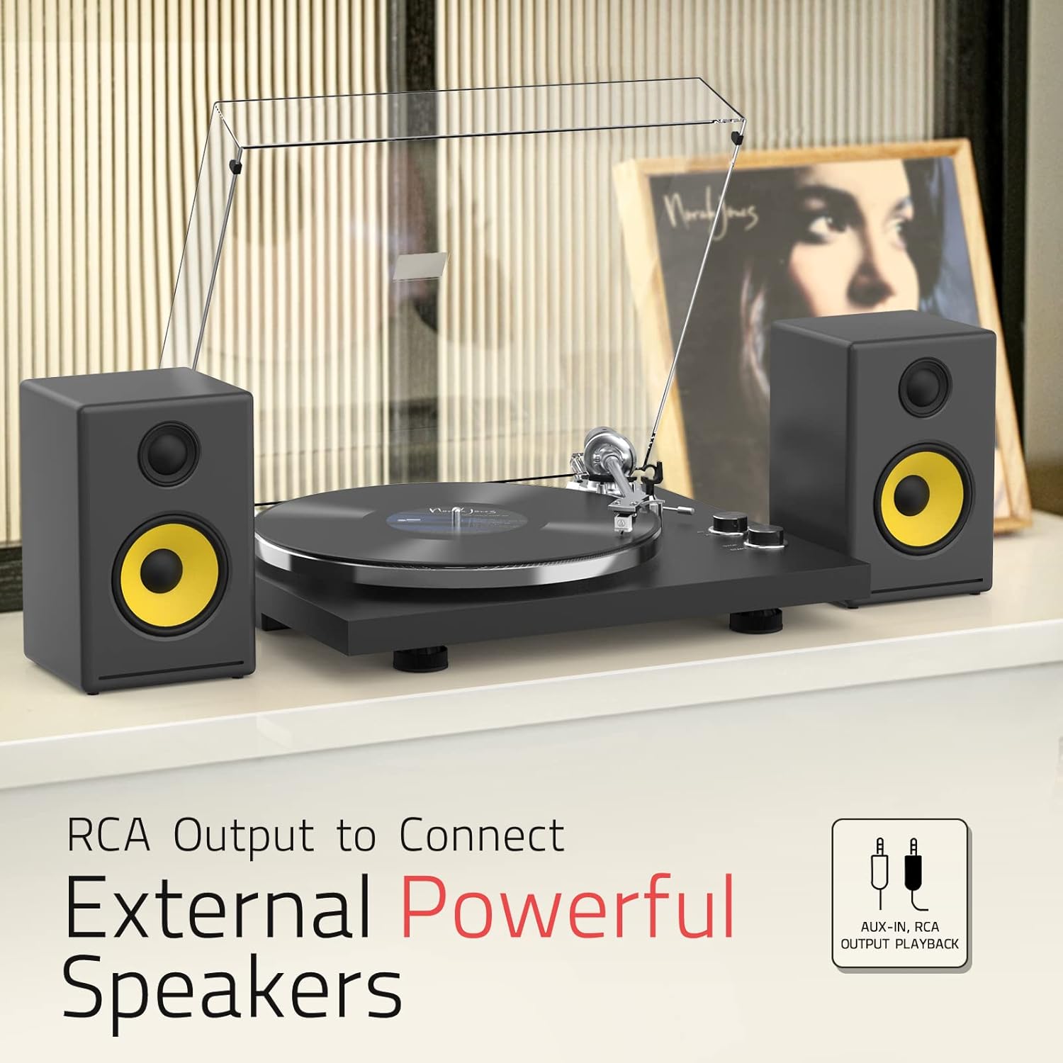 Turntables Record Player Wireless Output Connectivity Vinyl Player Belt-Drive Turn Tables Support 33&45 RPM Speed Phono Line Output USB Digital to PC Recording ATN3600L MM Cartridge Black